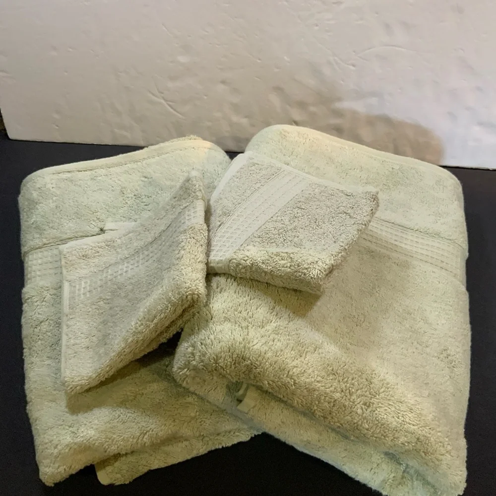 Studio Bamboo Blend Towel and Wash Cloth 4 pc Set Soothing Green NOS